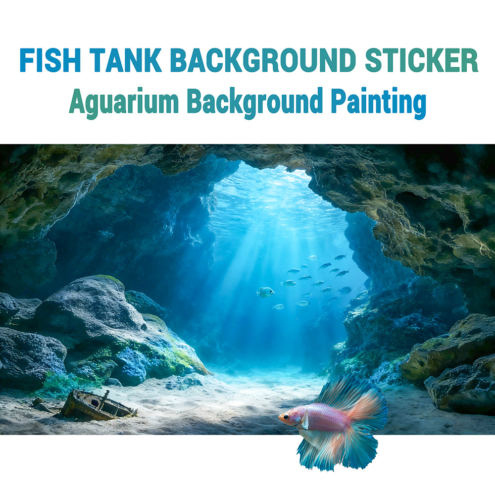 Marine Aquarium Glue - Наклейка-картина для аквариума «Глубоководное голубое озеро»,